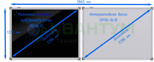 Комплект интерактивной доски с аудиторной магнитно-меловой (черной) доской (90 дюймов)